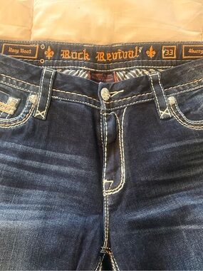 Rock Revival Women's “Sherry” Indigo Boot Cut Jeans with Contrast Stitching